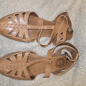 Braided Tan Leather Sandals